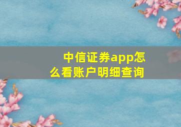 中信证券app怎么看账户明细查询