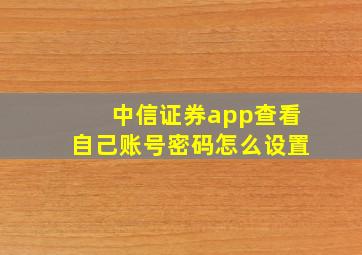 中信证券app查看自己账号密码怎么设置