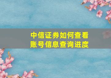 中信证券如何查看账号信息查询进度