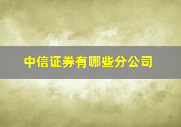 中信证券有哪些分公司