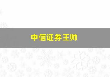 中信证券王帅