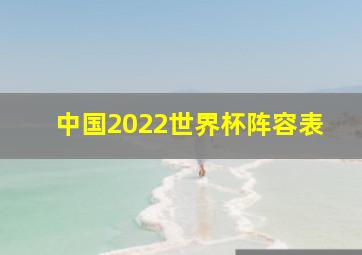 中国2022世界杯阵容表