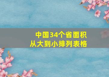 中国34个省面积从大到小排列表格