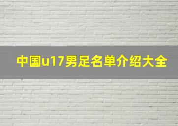 中国u17男足名单介绍大全