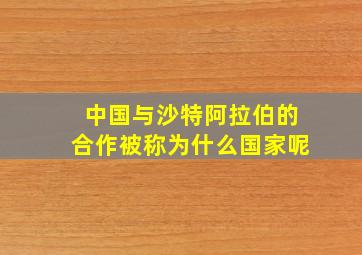 中国与沙特阿拉伯的合作被称为什么国家呢