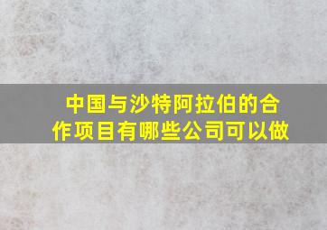 中国与沙特阿拉伯的合作项目有哪些公司可以做