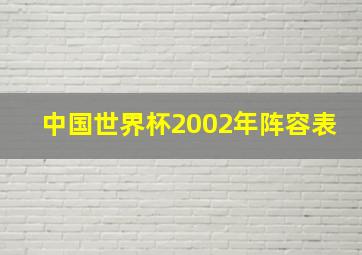 中国世界杯2002年阵容表