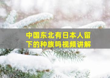 中国东北有日本人留下的种族吗视频讲解