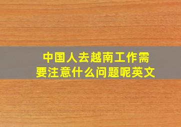 中国人去越南工作需要注意什么问题呢英文