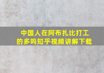 中国人在阿布扎比打工的多吗知乎视频讲解下载