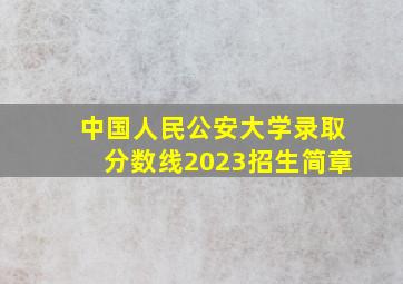 中国人民公安大学录取分数线2023招生简章