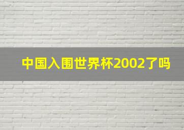 中国入围世界杯2002了吗