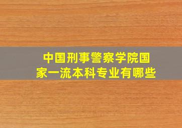 中国刑事警察学院国家一流本科专业有哪些