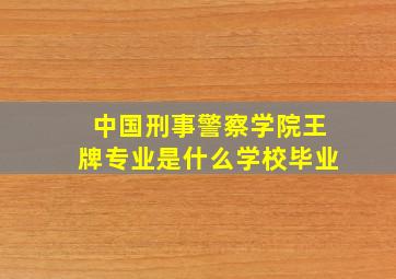 中国刑事警察学院王牌专业是什么学校毕业