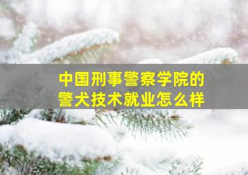 中国刑事警察学院的警犬技术就业怎么样