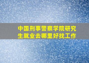 中国刑事警察学院研究生就业去哪里好找工作