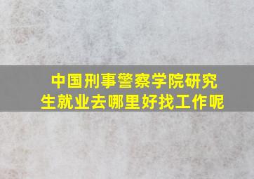 中国刑事警察学院研究生就业去哪里好找工作呢