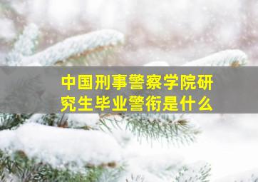 中国刑事警察学院研究生毕业警衔是什么