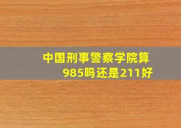 中国刑事警察学院算985吗还是211好