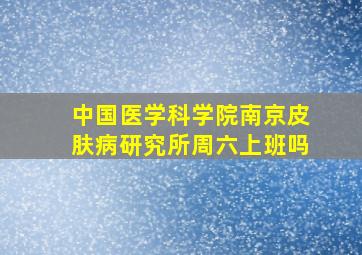 中国医学科学院南京皮肤病研究所周六上班吗