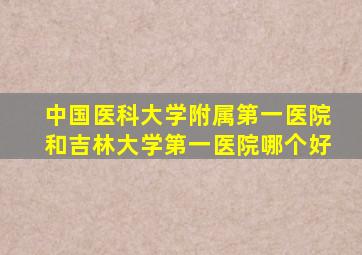 中国医科大学附属第一医院和吉林大学第一医院哪个好