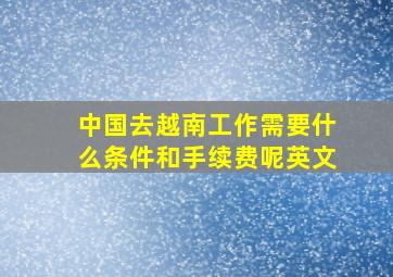 中国去越南工作需要什么条件和手续费呢英文