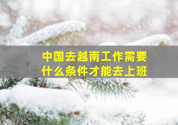 中国去越南工作需要什么条件才能去上班