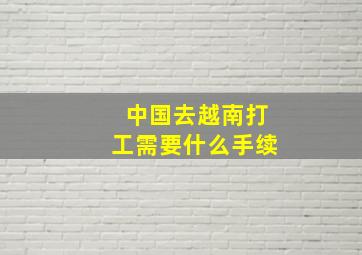 中国去越南打工需要什么手续