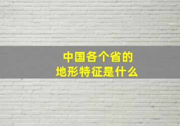 中国各个省的地形特征是什么