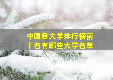 中国各大学排行榜前十名有哪些大学名单