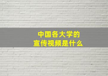 中国各大学的宣传视频是什么