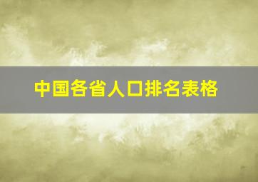 中国各省人口排名表格