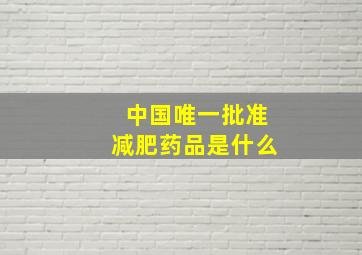 中国唯一批准减肥药品是什么