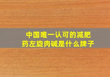 中国唯一认可的减肥药左旋肉碱是什么牌子