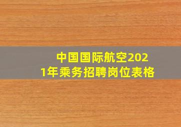 中国国际航空2021年乘务招聘岗位表格