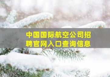 中国国际航空公司招聘官网入口查询信息