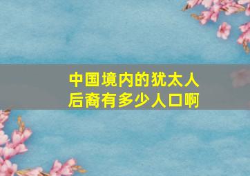 中国境内的犹太人后裔有多少人口啊