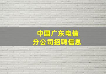 中国广东电信分公司招聘信息