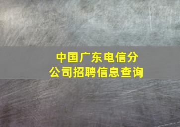 中国广东电信分公司招聘信息查询