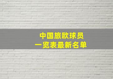 中国旅欧球员一览表最新名单