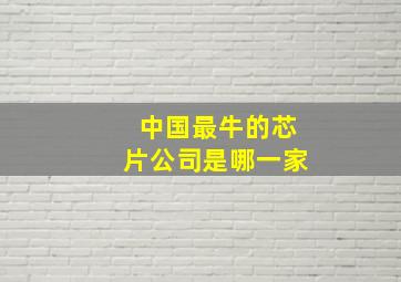 中国最牛的芯片公司是哪一家