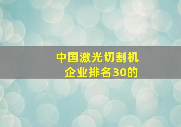 中国激光切割机企业排名30的