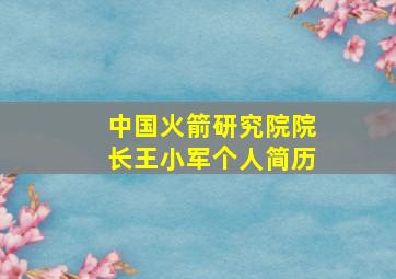 中国火箭研究院院长王小军个人简历