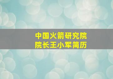 中国火箭研究院院长王小军简历