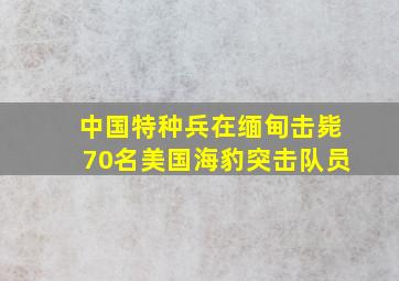 中国特种兵在缅甸击毙70名美国海豹突击队员