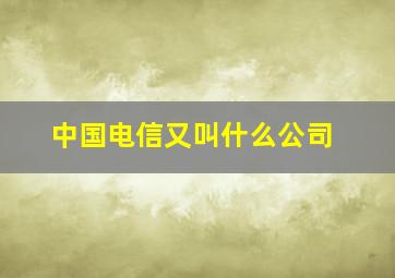 中国电信又叫什么公司