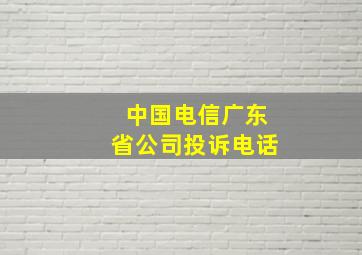 中国电信广东省公司投诉电话