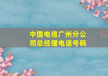 中国电信广州分公司总经理电话号码