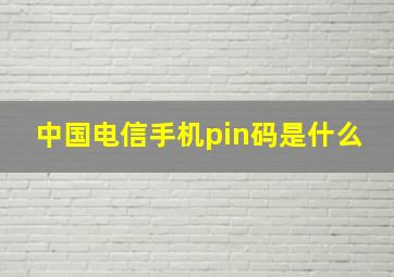 中国电信手机pin码是什么