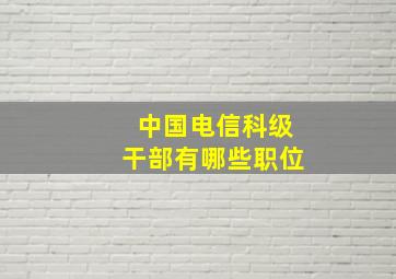 中国电信科级干部有哪些职位